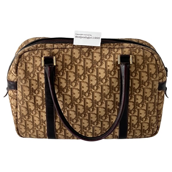 1970s Christian Dior Brown oblique Diorissimo Boston Trotter bag canvas leather - Picture 6 of 16